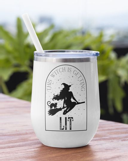 This Witch Is Getting Lit Halloween Wine Tumbler, Bachelorette Party Gift, Gothic Bride