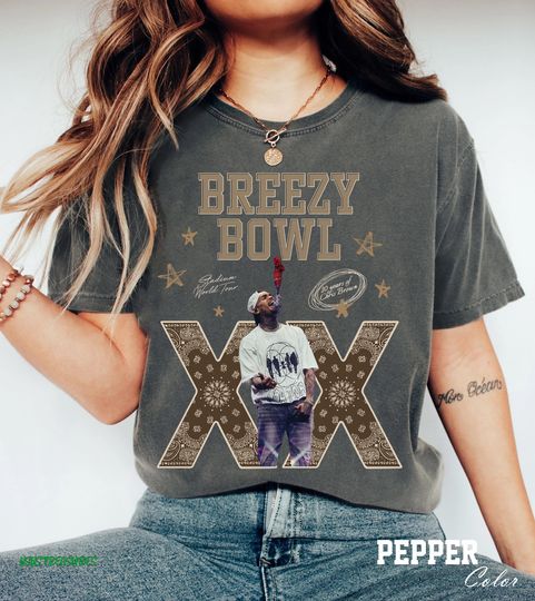 Chris Brown Breezy Bowl XX T-Shirt, Chris Brown Album Shirt, Chris Brown Fan Gift, Chris Brown Merch, CB Tour 2025 Shirt, Music Tour Y2k