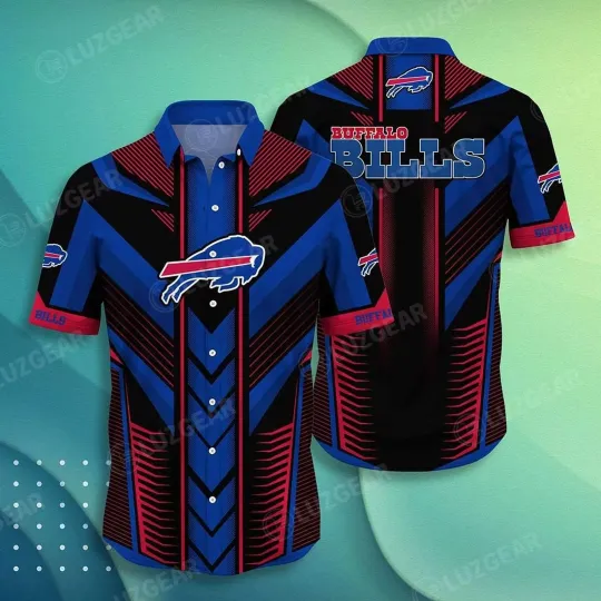 Buffalo B.i.l.l.s Chevron Stripe Hawaiian Shirt, Gift for Fan