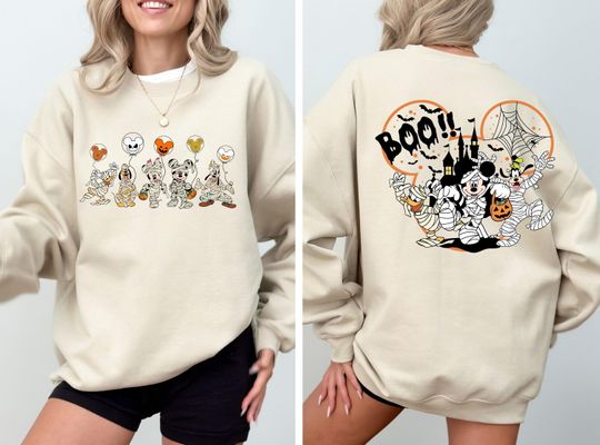 Disney Trip Halloween Double Sided Sweatshirt, Disney Halloween Sweatshirt, Mickey & Friends Boo Sweatshirt, Mickey Boo, Disney Spooky Sweatshirt