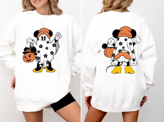 Floral Minnie Halloween Double Sided Sweatshirt, Minnie Sweatshirt, Spooky Season, Disney Halloween Sweatshirt, Disney Halloween Trip