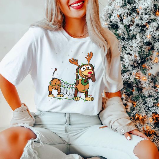 Disney Toy Story Slinky Dog Christmas T-Shirt, Family Matching Holiday Tee, Disneyland Xmas T-Shirt