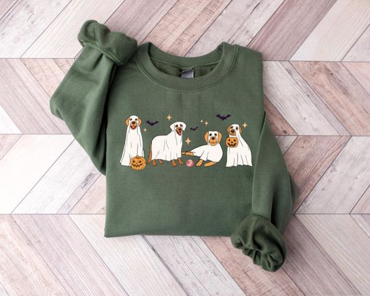 Halloween Dog Sweatshirt, Halloween Sweatshirt for Women, Cute Ghost Dog Sweatshirt, Dog Lovers Sweatshirt, Halloween Spooky Season