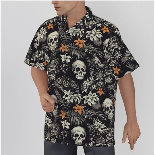 Halloween Skulls and Tropical Hawaiian Shirt