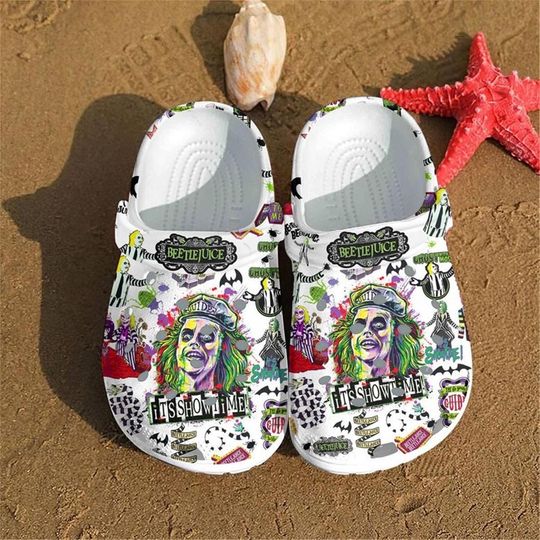 Beetlejuice Halloween Classic Clog Shoes, Halloween It Show Time, Beetlejuice Inspired, Halloween Gift