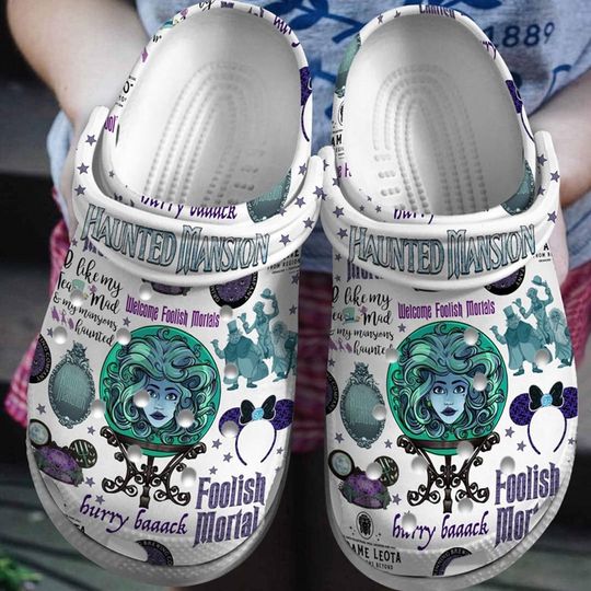 Haunted Mansion Movie Clogs Shoes, Retro The Haunted Mansion, Halloween Clogs Shoes, Madam Leota Hitchhiking Ghosts, Spooky Season