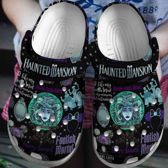 Haunted Mansion Movie Clogs Shoes, Retro The Haunted Mansion, Halloween Clogs Shoes, Madam Leota Hitchhiking Ghosts, Spooky Season