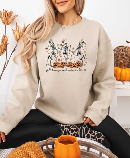 Thanksgiving Dancing Skeleton Sweatshirt, Fall Pumpkin Shirt, Friendsgiving Humor Tee, Happy Thanksgiving Sweatshirt