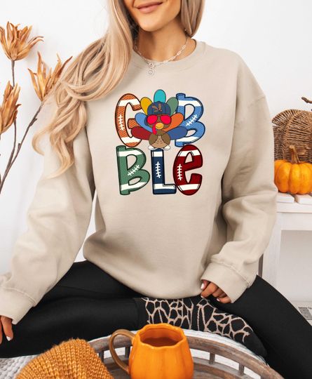 Gobble Thanksgiving Shirt, Thanksgiving Game Day Sweatshirt, Fall T-Shirt, Kid Thanksgiving Shirt