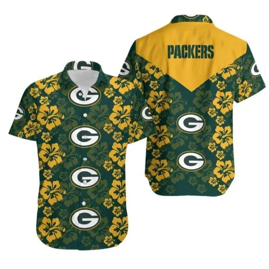 Green Bay P.a.c.k.e.r.s Hibiscus Glory Hawaiian Shirt, Gift for Fan