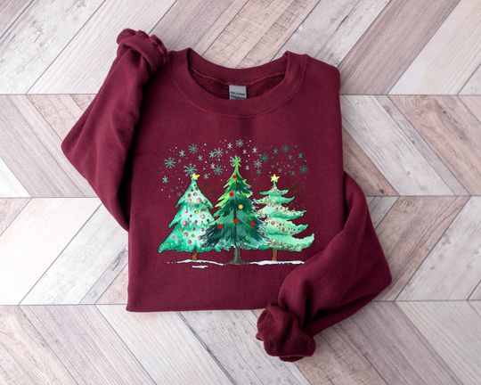 Christmas Sweatshirt for Women, Holiday Tree Crewneck, Winter Christmas Sweater