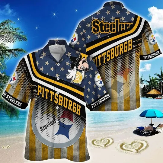 Pittsburgh S.t.e.e.l.e.r Stars & Stripes Mickey Hawaiian Shirt, Gift for Fan