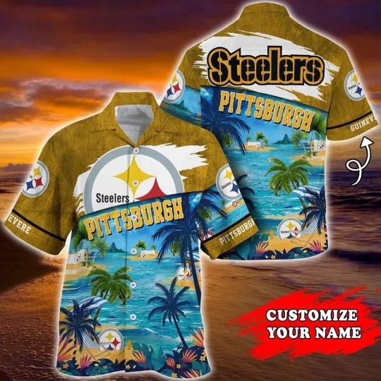 Pittsburgh S.t.e.e.l.e.r Sunset Paradise Custom Hawaiian Shirt, Gift for Fan