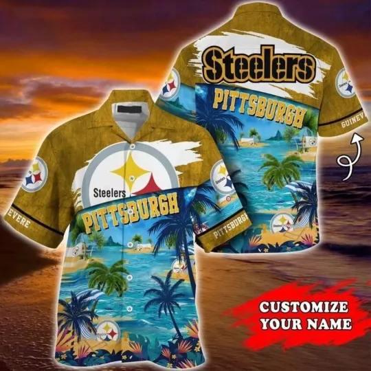 Pittsburgh S.t.e.e.l.e.r Sunset Paradise Custom Hawaiian Shirt, Gift for Fan