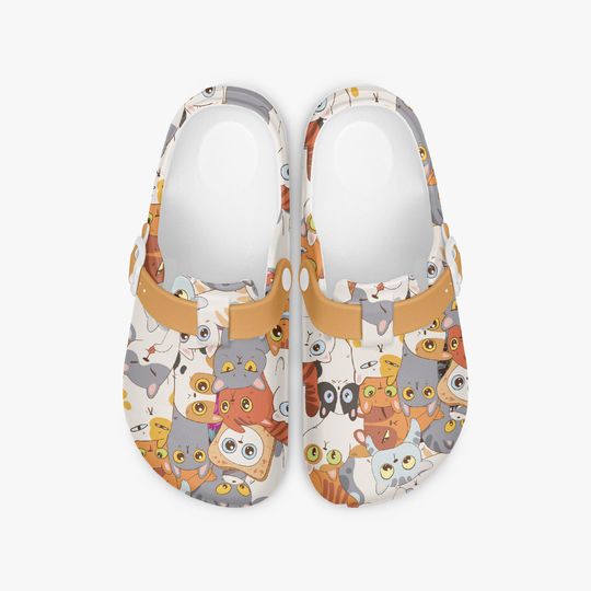 Funny Cat Clogs for Women, Men & Kids - Cartoon Cat Slippers & Mules, Cat Design Shoes