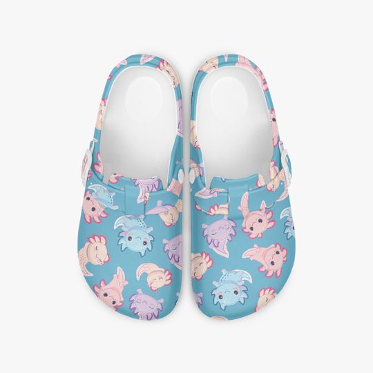 Axolotl Clogs for Women and Men, Colorful Axolotl Print Slip-On Work Shoes, Nurse Sandals, Mules & Clogs