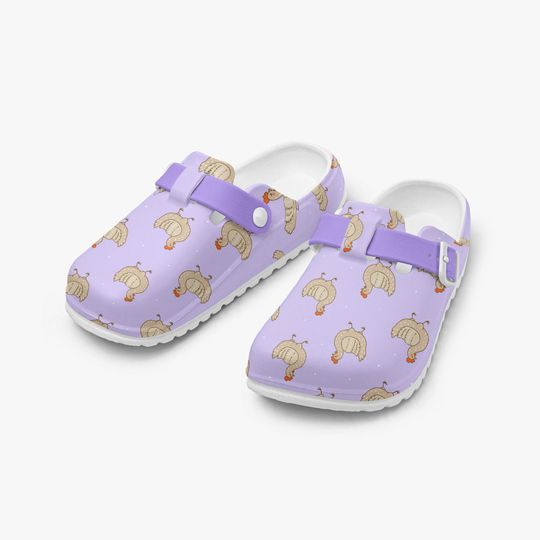 Purple Unisex Slip-On Clogs with Chicken Pattern Garden Shoes