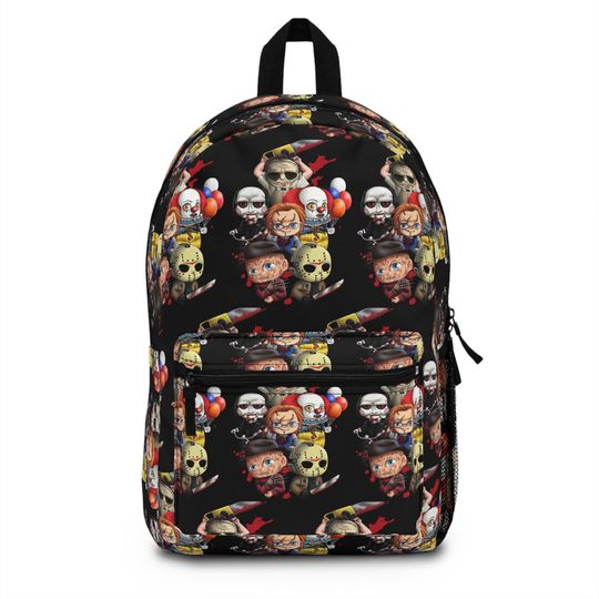 Horror character-Themed Backpack, Spooky Kids Backpack, Unique School Bag, Gift for Trick-or-Treaters, Fun Halloween Accessory