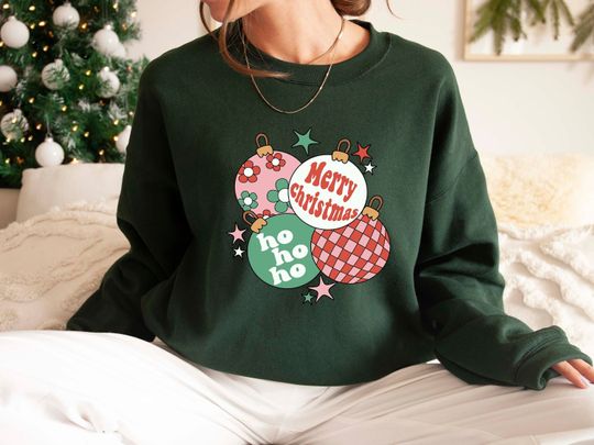 Retro Christmas Ornament Merry Christmas Sweatshirt, Cute Xmas Family Gathering T-Shirt