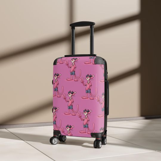 Playful Pink Panther Suitcase - Trendy Luggage for Travel Lovers, Cute Gift for Wanderers, Fun Carry-On for Kids & Adults