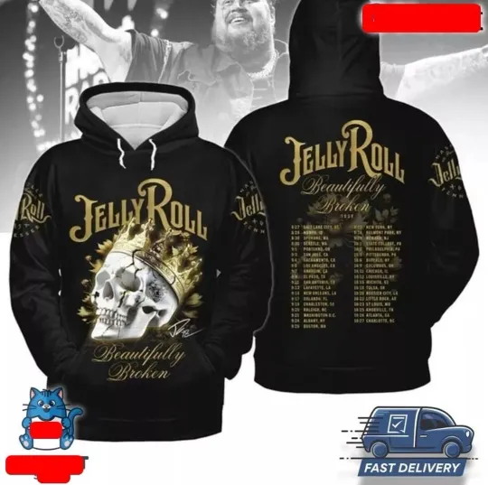 Jelly Roll "Beautifully Broken" 2024 Tour 3D Hoodie