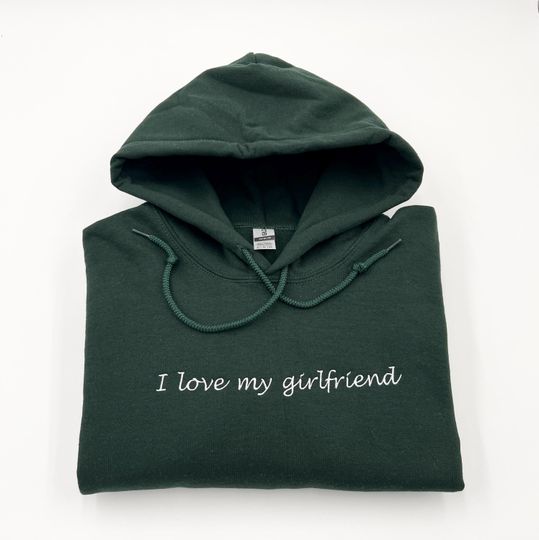 Custom Text Embroidered Hoodie, Personalized Crewneck Sweatshirt, Gift for Her, Couples Matching Hoodie, Christmas Gift, Birthday Gift