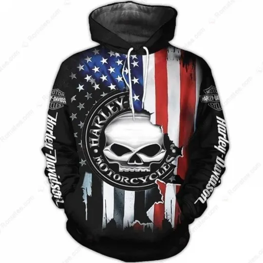 H.a.a.r.leyy Davidson Motorcycles Skull 3D Printing Hoodie