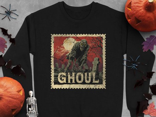 Ghoul Horror Zombie Creepy Graveyard T-shirt or Sweatshirt, Halloween Gothic Monster, Horror Movie Art