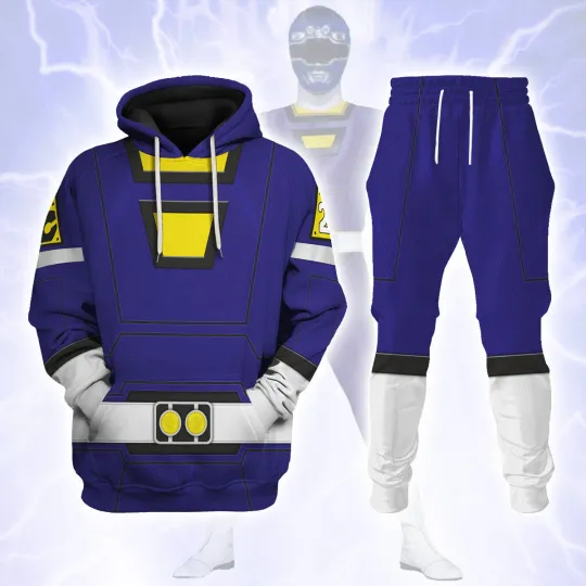 Blue Power Rangers Turbo Cosplay Costume - Hoodie Set