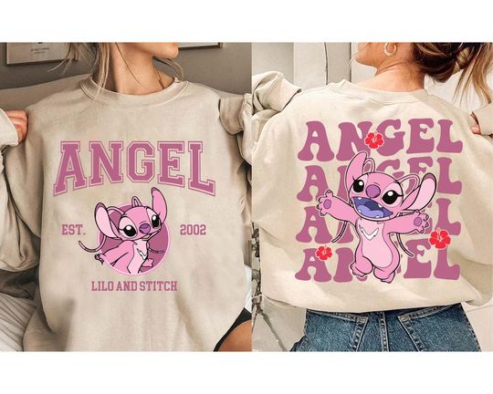 Disney Angel Portrait Double Sided Sweatshirt, Lilo and Stitch Angel Shirt, Magic Kingdom Apparel