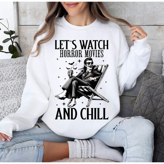 Let's Watch Horror Movies and Chill 3D T-Shirt, Halloween & Spooky Season, Fall Sublimation Design