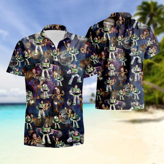 Toy Story Hawaiian Shirt, Buzz Lightyear Woody Shirt, Space Button Up Shirt