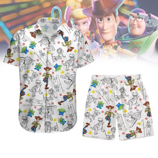 Toy Story Disney Hawaiian Shirt, Woody Buzz Lightyear Jessie Alien Shirt