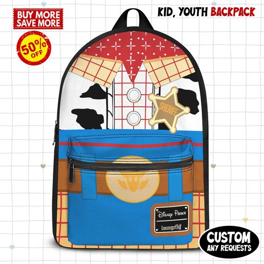 Disney Woody Toy Story Pixar Backpack, Woody Kids School Bag, Back to School Backpack