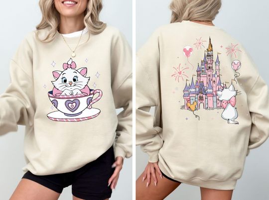 Disney Marie Cat Sweatshirt, Magic Kingdom & Castle Design, Disney Family & Trip Sweater