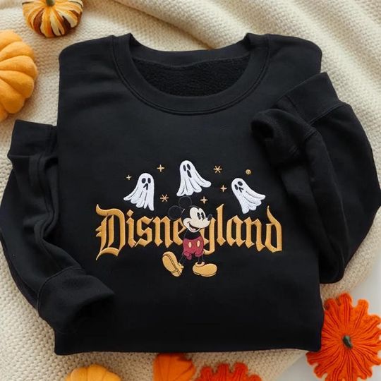 Embroidered Disneyland Halloween Sweatshirt, Mickey Ghost Sweatshirt, Fall Disney Youth Sweater