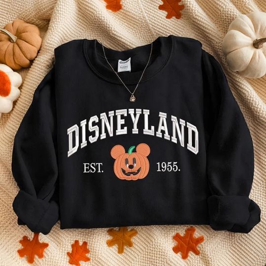 Mickey Pumpkin Embroidered Sweatshirt, Disneyland Halloween Sweatshirt, Mickey Halloween Sweatshirt, Disney Youth Shirt