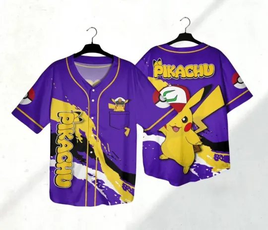 Pika Baseball Jersey Shirt Japanese Anime Jersey