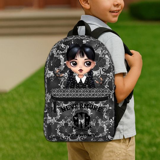 Kids Backpack, Wednesday Addams Nevermore Academy Jenna Ortega Backpack, Back to School Gift, Gift for Kids