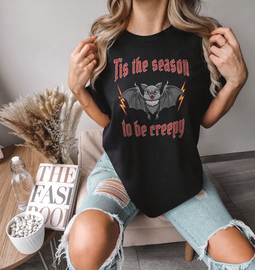 Halloween Bat T-Shirt - Tis The Season To Be Creepy - Women's Rock Band Halloween Tee