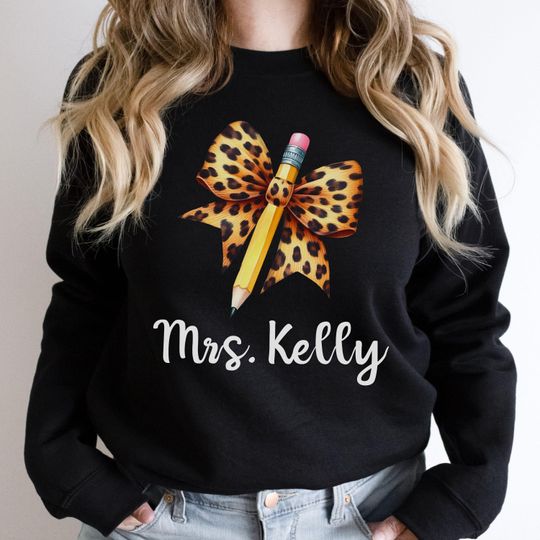 Personalized Teacher Sweatshirt, Custom Teacher Gift, Coquette Teacher Sweatshirt, Teacher Appreciation Gift, Back to School Sweatshirt