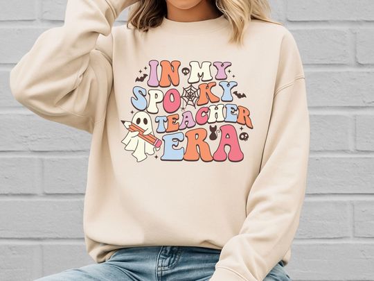 Spooky Teacher Sweatshirt, Halloween Teacher Sweater, Halloween Ghost Teacher Gift Sweater, Spooky Season Teacher Gift, Fall Teacher Sweater