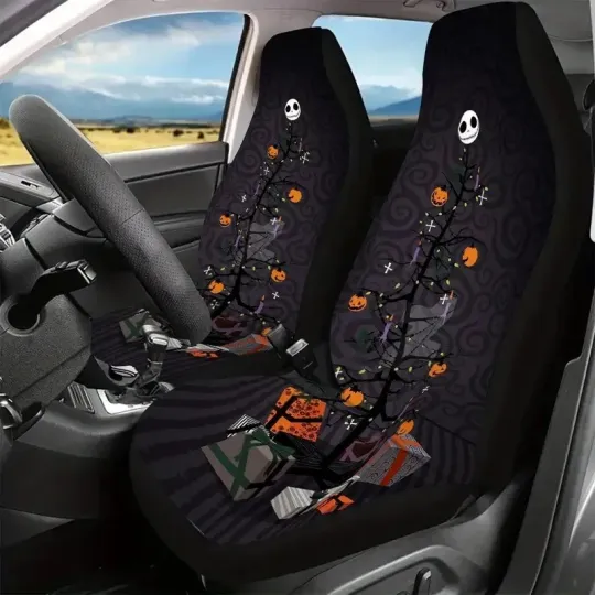 Nightmare Jack Skellington Halloween Pumpkin Spooky Season Car Seat Covers
