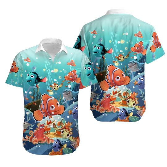 Finding Nemo Hawaiian Shirt, Nemo Dory Clownfish Lover Hawaii Beach