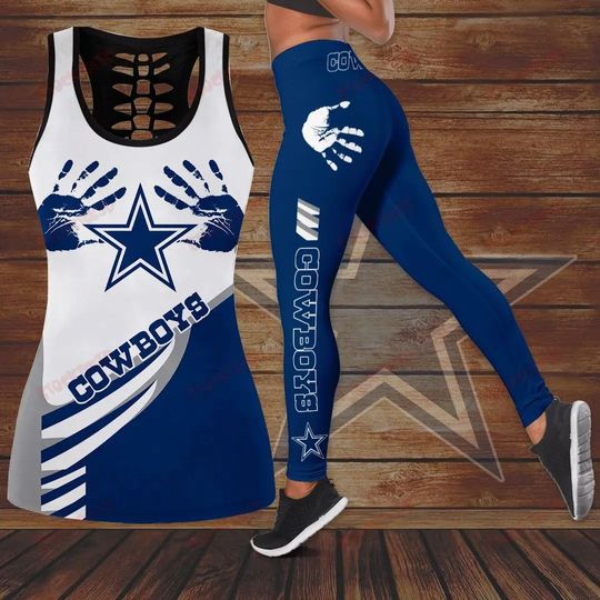 Dallas cowboys Hollow Tank Top Legging Sets, Football Team Sports Yoga Set