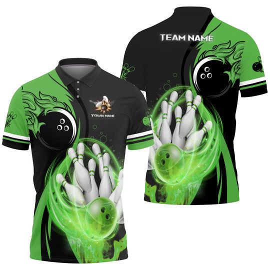 Personalized Name Bowling Polo Shirts 3D for Men and Women, Bowling Shirt