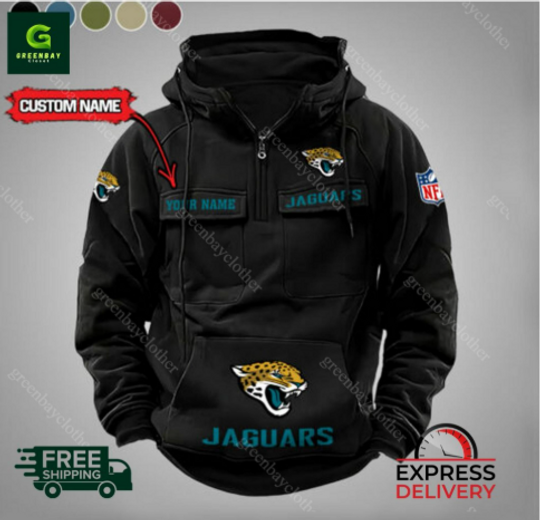 Custom Name Jacksonville Jaguars Cargo Hoodie, Jacksonville Jaguars Printed Cargo Hoodie