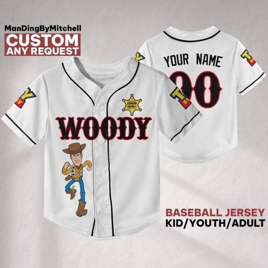 Personalize Disney Pixar Toy Story Sheriff Woody ,Disney Toy Story Baseball Jersey