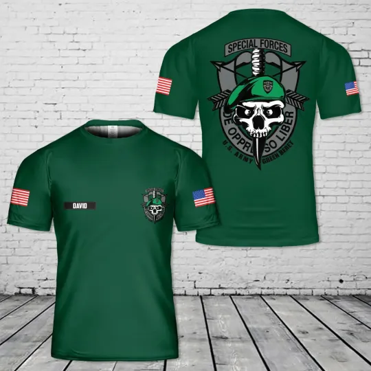 Custom Name US Army Green Beret Special Forces 3D T-Shirt Military Gift S-5XL