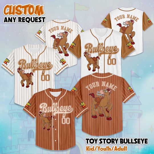 Personalized Toy story Bullseye Baseball Jersey, Custom Toy Story Bullseye Jersey Shirt